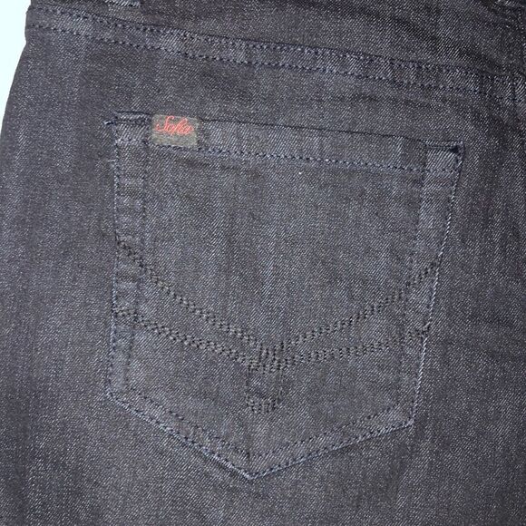 Sofia 8 Black Cuffed Stretch High Rise Denim Shorts - Picture 10 of 14